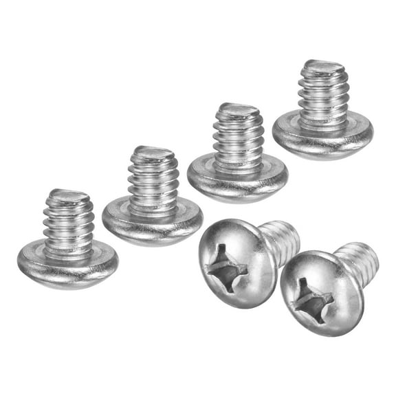 Uxcell 10-Pack 1/4-20x1/4 Pan Head Machine Screws 304 Stainless Steel Cross Head Fully Threaded Bolts for Furniture Silver