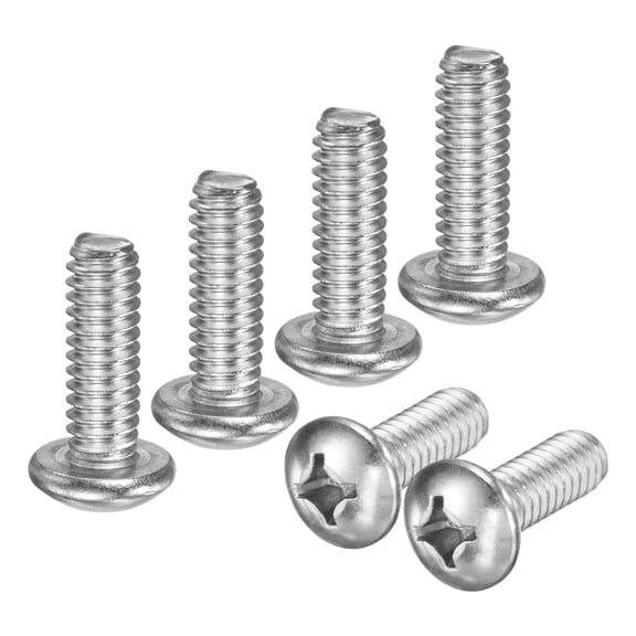 Uxcell 10-Pack 1/4-20x5/8 Pan Head Machine Screws 304 Stainless Steel Cross Head Fully Threaded Bolts for Furniture Silver