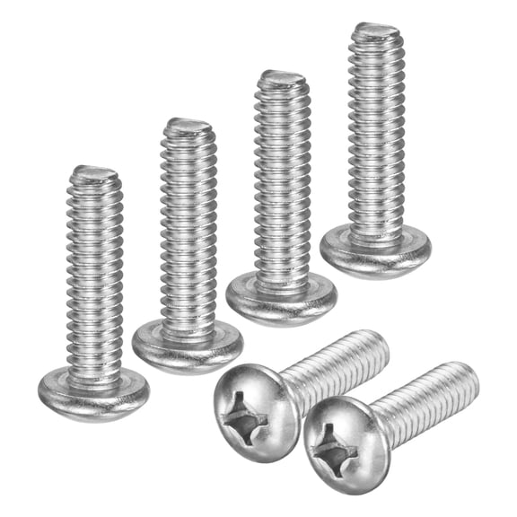 Uxcell 10-Pack 1/4-20x7/8 Pan Head Machine Screws 304 Stainless Steel Cross Head Fully Threaded Bolts for Furniture Silver