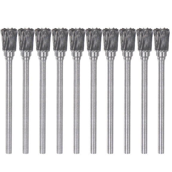 Uxcell 10 Pack 1/4" (6mm) Head 3/32" (2.35mm) Shank Inverted Cone N Shape Double Cut Carbide Rotary Burrs