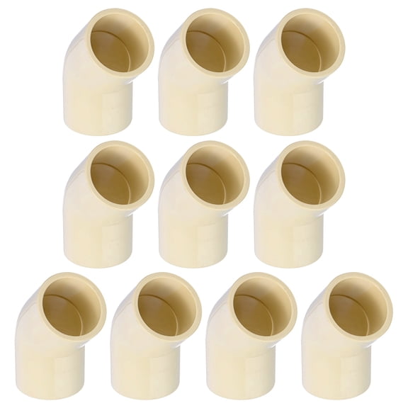 Uxcell 10-Pack 1 Inch CPVC Pipe Fittings 45DEG Elbow Slip to Slip Coupling Adapter, CTS Fittings Coupling Adaptor Adapter for DIY [Beige]