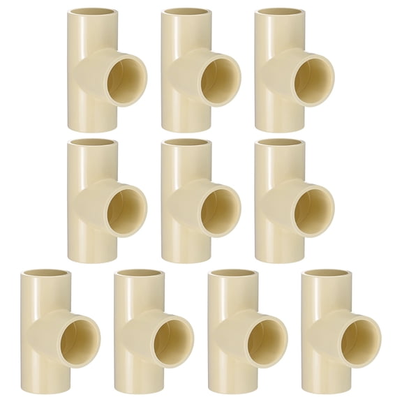 Uxcell 10-Pack 1 Inch CPVC TEE Pipe Fittings Coupling Adapter, CTS Fittings Coupling Adaptor Adapter for DIY [Beige]