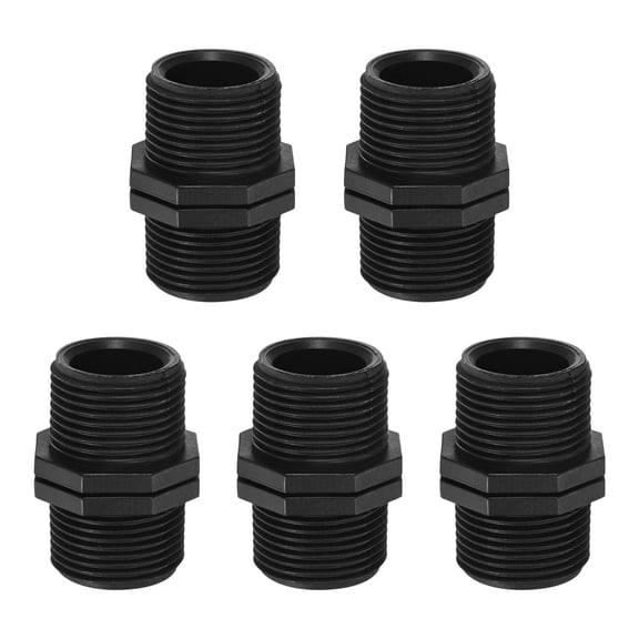 Uxcell 10-Pack 1 Inch MPT Connector Straight Coupling, Plastic 1/1 to 1 Male MPT Double Male Pipe Thread Head Pipe Riser
