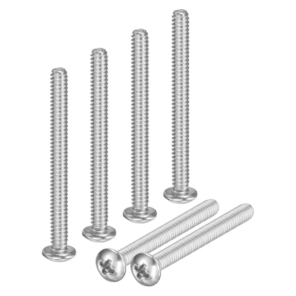 Uxcell 10-Pack 10-24x2 Pan Head Machine Screws 304 Stainless Steel Cross Head Fully Threaded Bolts for Furniture Silver