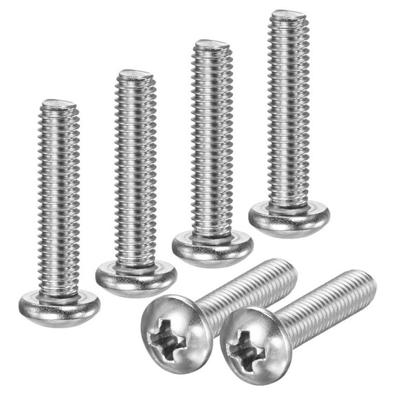Uxcell 10-Pack 10-32x1 Pan Head Machine Screws 304 Stainless Steel Cross Head Fully Threaded Bolts for Furniture Silver