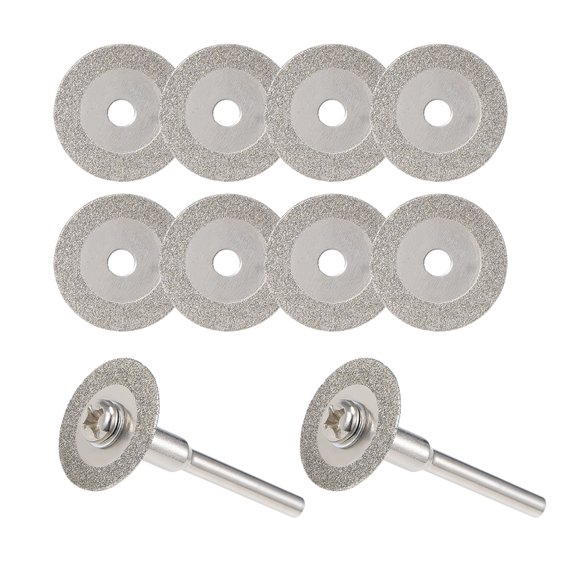 Uxcell 10 Pack 16mm Diamond Cutting Wheels Cut Off Pads with 2 Pack Mandrels for Rotary Tools