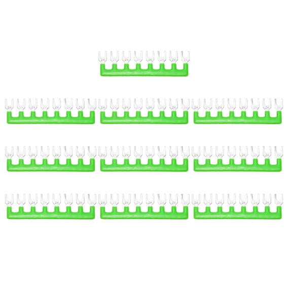 Uxcell 10 Pack 2-Postion 400V Pre Insulated Fork Type Terminal Strip (TB-1508), Green