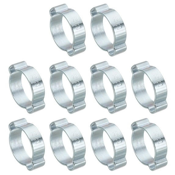 Uxcell 10 Pack 20-23mm Double Ear Hose Clamp, Galvanized Steel Crimp Rings