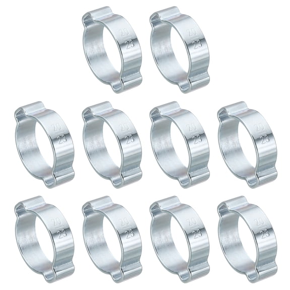 Uxcell 10 Pack 20-23mm Double Ear Hose Clamp, Galvanized Steel Crimp Rings