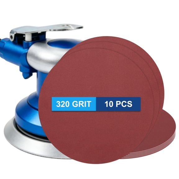 Uxcell 10 Pack 228 mm PSA Sanding Discs 320 Grit Aluminum Oxide Self Adhesive Sticky-Back Sandpaper for DA Sander and Disc Sander, Good for Wood Car Paint Polish Fine Grinding, Red