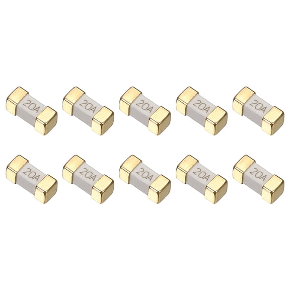 Uxcell 10 Pack 250V 20A Surface Mount Device Fuse, Fast Acting Surface Mount 1808/2410/6125 Square Ceramic Fuses for Battery Devices Telecom System Over Current Protection, Gold
