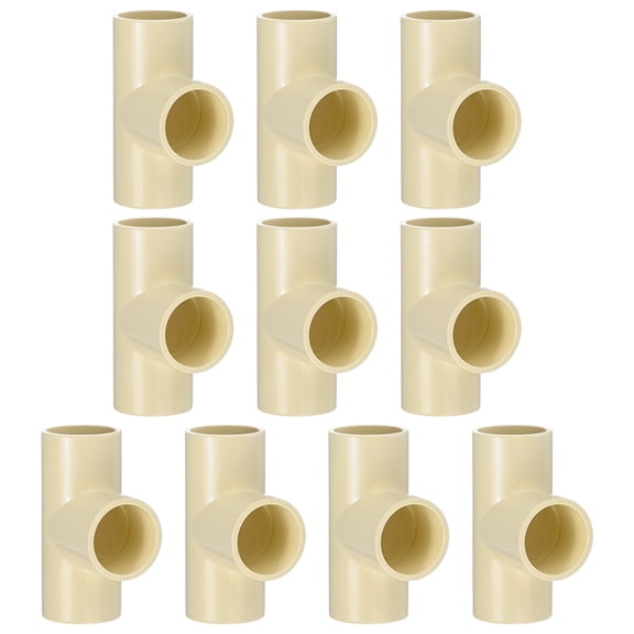 Uxcell 10-Pack 3/4 Inch CPVC TEE Pipe Fittings Coupling Adapter, CTS Fittings Coupling Adaptor Adapter for DIY [Beige]