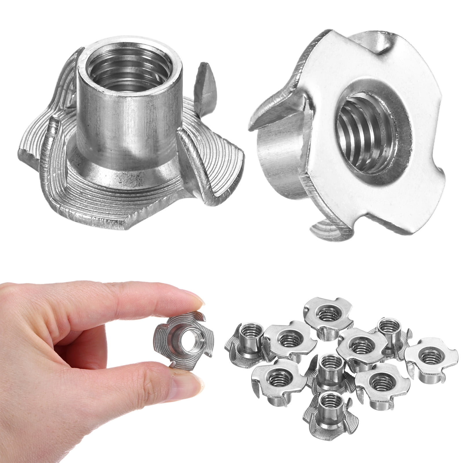 Uxcell M4 4-Pronged Tee Nut – Zinc-Plated Carbon Steel, 20-Pack For Wood, Cabinetry, Climbing Walls & Table Legs