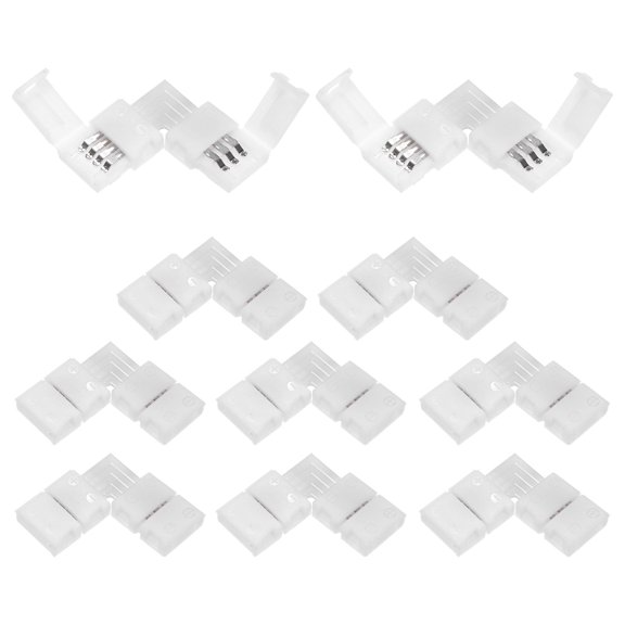 Uxcell 10-Pack 4-Pin 8mm RGB LED Strip Lights Connectors L Shape for 5050 2835 Strip Light DIY Lighting [White]