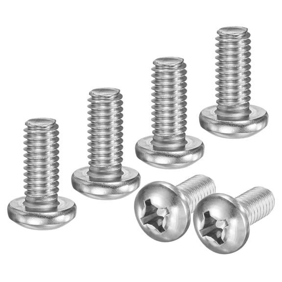Uxcell 10-Pack 5/16-18x3/4 Pan Head Machine Screws 304 Stainless Steel Cross Head Fully Threaded Bolts for Furniture Silver