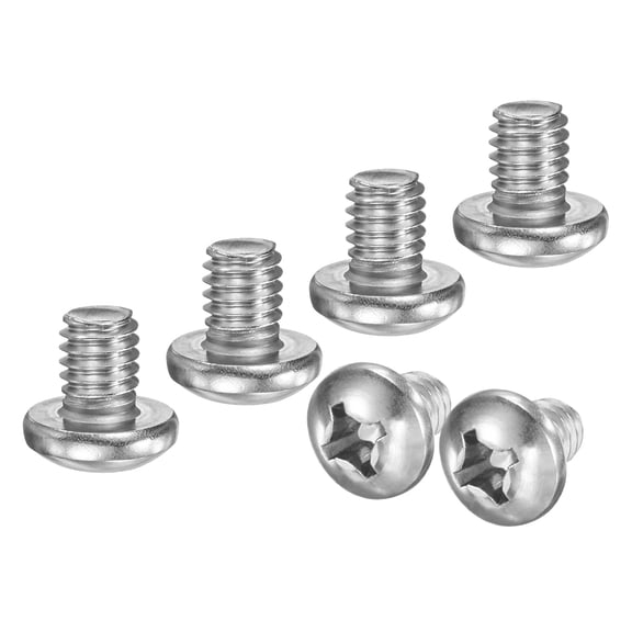 Uxcell 10-Pack 5/16-18x3/8 Pan Head Machine Screws 304 Stainless Steel Cross Head Fully Threaded Bolts for Furniture Silver