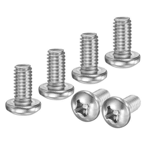 Uxcell 10-Pack 5/16-18x5/8 Pan Head Machine Screws 304 Stainless Steel Cross Head Fully Threaded Bolts for Furniture Silver