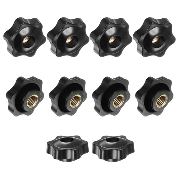Uxcell 10-Pack 6 Star Knobs, M10 Female Thread 38mm Hexagon Head Through Hole Brass Clamping Grip Handles