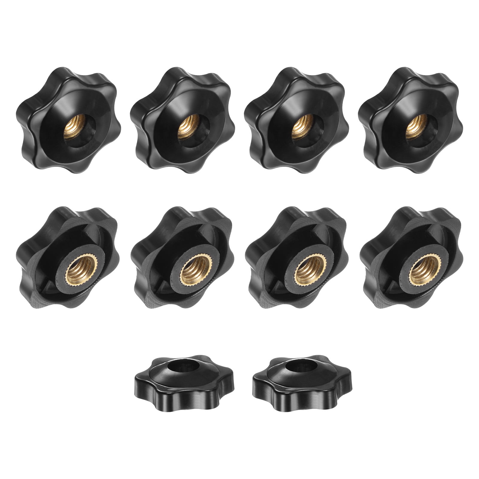 Uxcell 10-Pack 6 Star Knobs, M8 Female Thread 31mm Hexagon Head Through ...