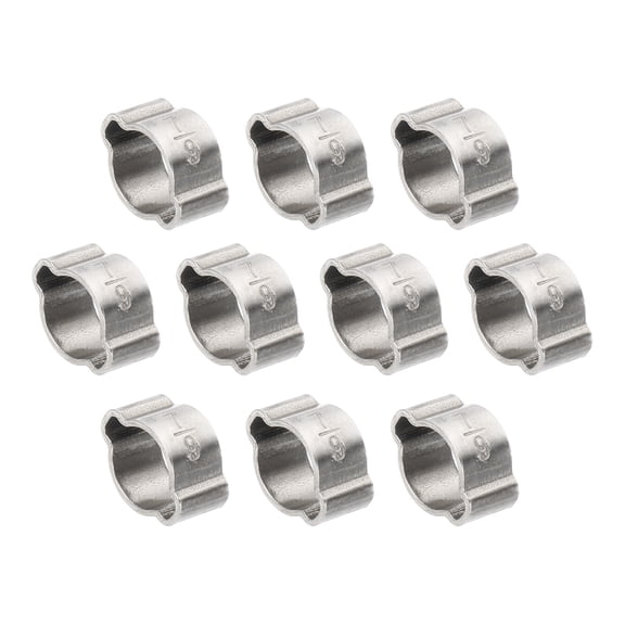 Uxcell 10 Pack 7-9mm Double Ear Hose Clamp, 304 Stainless Steel O Clip Crimp Rings