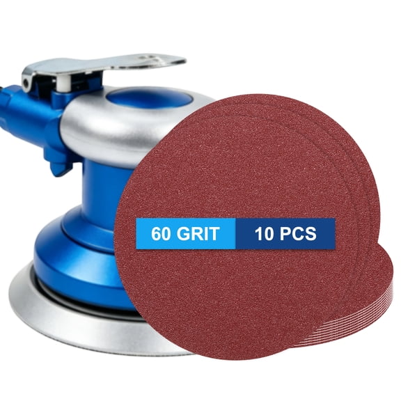 Uxcell 10 Pack 8 Inch PSA Sanding Discs 60Grit Aluminum Oxide Self Adhesive Sticky Back Sandpaper for DA Sander and Disc Sander, Good for Wood Car Paint Polish Metal Rust Removal, Red
