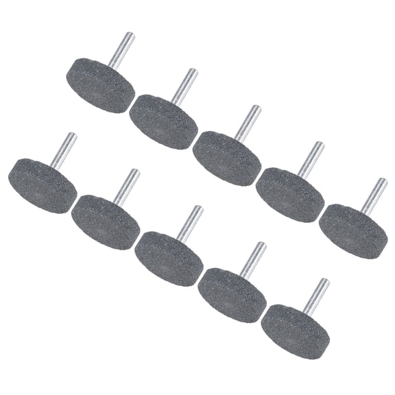 Uxcell 10-Pack Abrasive Mounted Stone Grinding Bits, 1/4 IN(6mm) Shank Polishing Sanding Drill Bit 1.57IN(40mm) Dia Point [Gray]