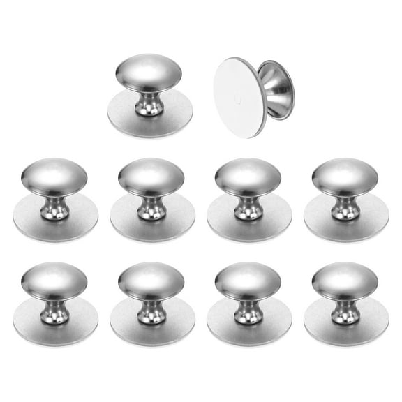 Uxcell 10 Pack Adhesive Cabinet Knobs, Stainless Steel Self-Stick Drawer Knobs, No Drilling Round Stick on Instant Handle Cabinet Pull for Wardrobe Cupboard Drawer Closet, Brushed Silver