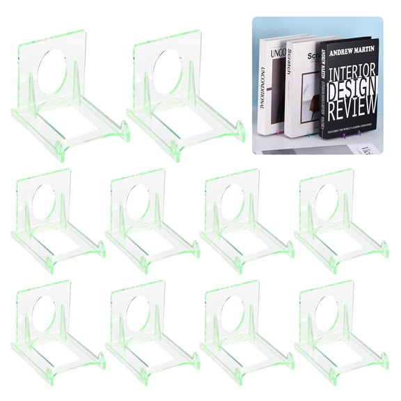 Uxcell 10 Pack Adjustable Easel Stands, 2" Clear Plastic Plate Holders Mini Easel Display Stand for Display Pictures Coin Game Card Small Art Works Wedding Table, Green