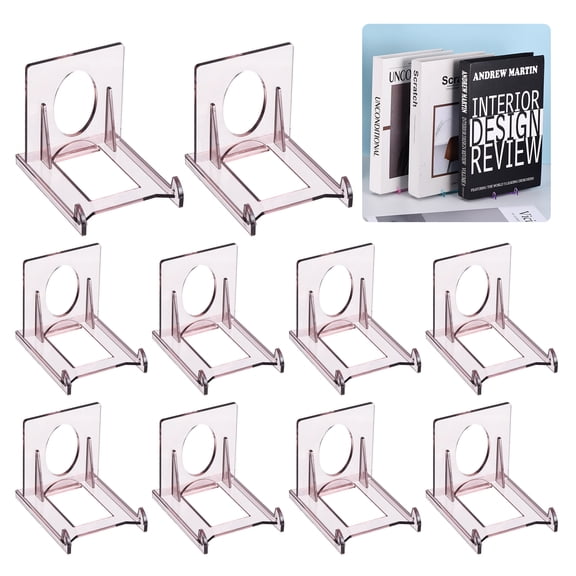 Uxcell 10 Pack Adjustable Easel Stands, 2" Clear Plastic Plate Holders Mini Easel Display Stand for Display Pictures Coin Game Card Small Art Works Wedding Table, Gray Purple