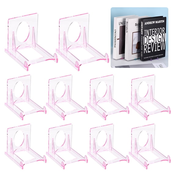 Uxcell 10 Pack Adjustable Easel Stands, 2" Clear Plastic Plate Holders Mini Easel Display Stand for Display Pictures Coin Game Card Small Art Works Wedding Table, Pink