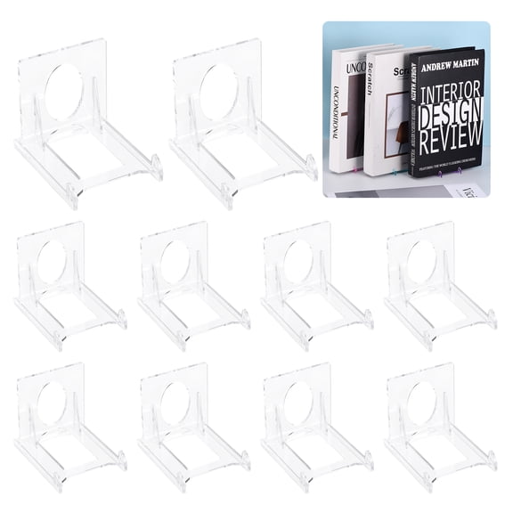 Uxcell 10 Pack Adjustable Easel Stands, 2" Clear Plastic Plate Holders Mini Easel Display Stand for Display Pictures Coin Game Card Small Art Works Wedding Table, Transparent
