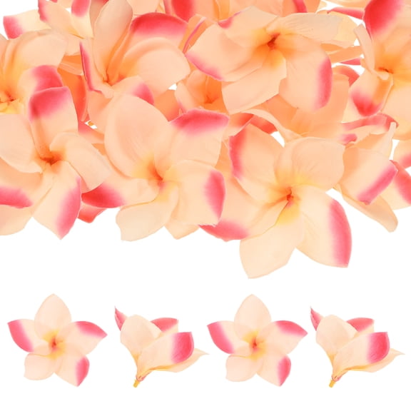 Uxcell 10-Pack Artificial Plumeria Flower Heads, 3.94"/ 10cm Fake Plumeria Flowers Silk for DIY Crafts, Champagne+Red