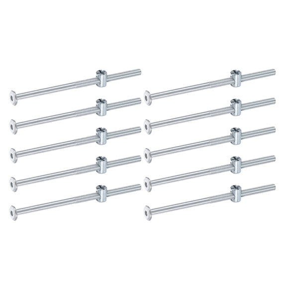 Uxcell 10 Set Bed Frame Bolts, M6 x 120mm Hex Socket Head Screws Bolts Barrel Nuts Bunk Bed Bolts Furniture Screws with Rice-shaped Head Barrel Nut for Chairs Cots, Silver