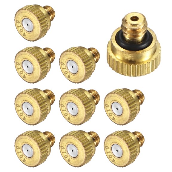 Uxcell 10-Pack Brass Misting Nozzles, 0.016inch/0.4mm Orifice Heavy Duty 10/24 UNC Screw Thread Misting Nozzle Plug