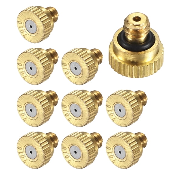 Uxcell 10-Pack Brass Misting Nozzles, 0.028inch/0.7mm Orifice Heavy Duty 10/24 UNC Screw Thread Misting Nozzle Plug