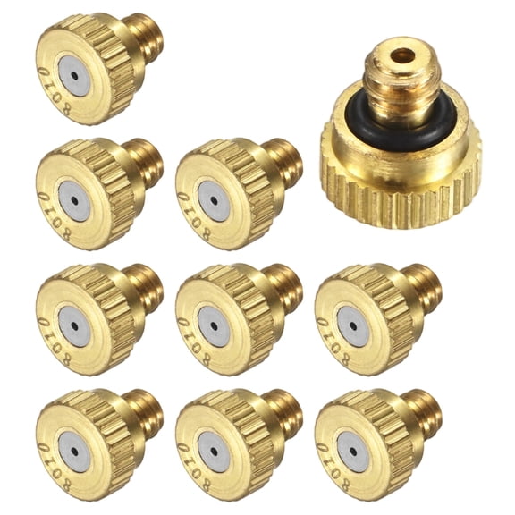 Uxcell 10-Pack Brass Misting Nozzles, 0.031inch/0.8mm Orifice Heavy Duty 10/24 UNC Screw Thread Misting Nozzle Plug