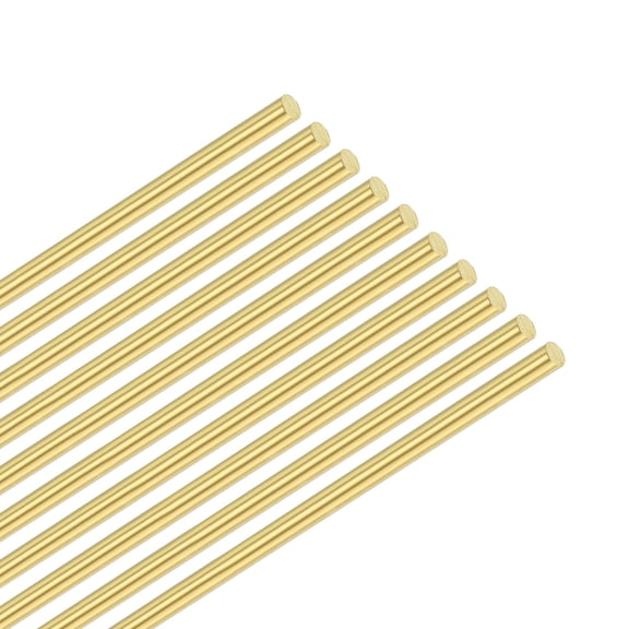 Uxcell 10-Pack Brass Rod, 1mmx200mm H65 Solid Brass Round Rods for Knife Handle Pins Material Knife Making Supplies