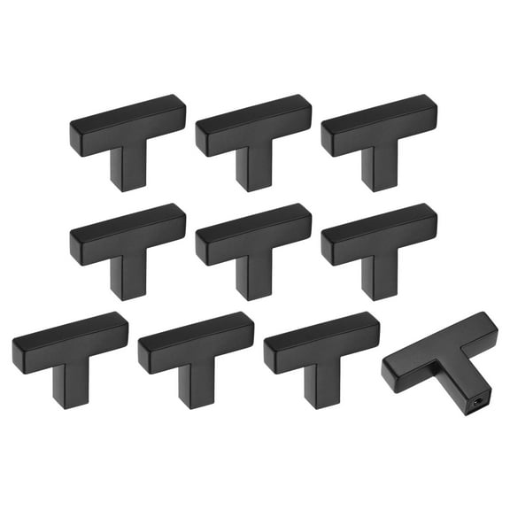 Uxcell 10-Pack Cabinet Pulls Knobs, 2" Modern Stainless Steel T Bar Knobs Double Hole Handles [Black]