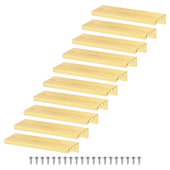 Uxcell 10-Pack Cabinets Drawers Edge Pulls, 3.15" Aluminum Drawer Edge Pulls Concealed Tab Handle [Brushed Gold]