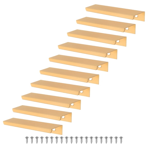 Uxcell 10-Pack Cabinets Drawers Edge Pulls, 3.15" Aluminum Drawer Edge Pulls Concealed Tab Handle [Matte Gold]
