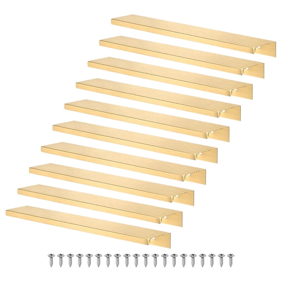 Uxcell 10 Pack Cabinets Drawers Edge Pulls 7.87" Aluminum Drawer Edge Pulls Concealed Tab Handle Brushed Gold