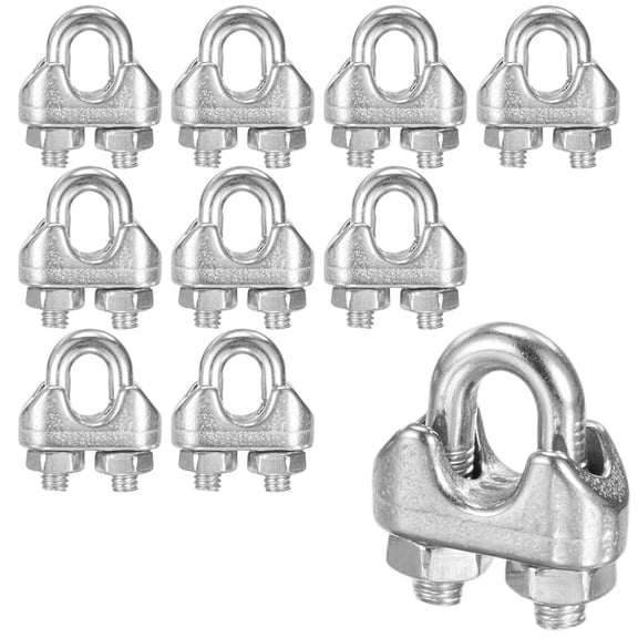 Uxcell 10-Pack Cable Clamps, M3 Stainless Steel Wire Rope Clip Thimble U Bolt Saddle Fastener Wire Clamps