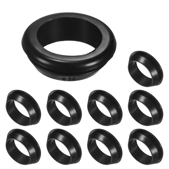 Uxcell 10-Pack Cable Railing Rubber Grommets, 28mm Drill Hole 23mm ID Eyelet Ring Gasket for Wiring, Wire Cable, Automotive [Black]
