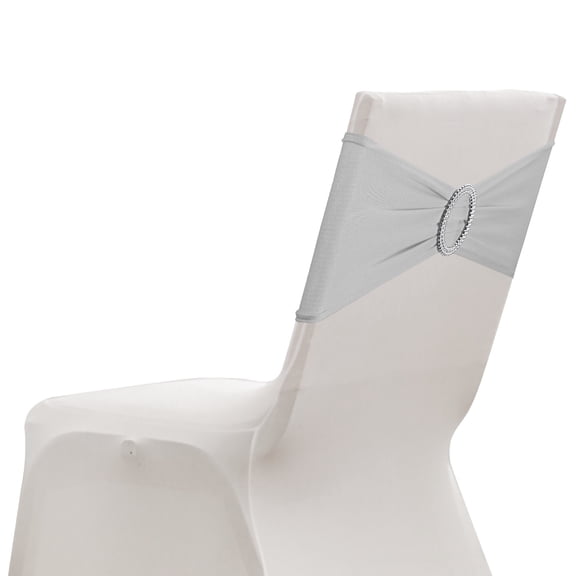 Uxcell 10 Pack Chair Sashes, Stretch Chair Cover Band with Buckle Slider Polyester Bows Cover Band Universal Elastic Ties for Wedding Party Ceremony Event Decorations, Light Gray