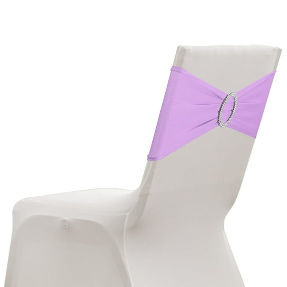 Uxcell 10 Pack Chair Sashes, Stretch Chair Cover Band with Buckle Slider Polyester Bows Cover Band Universal Elastic Ties for Wedding Party Ceremony Event Decorations, Light Purple
