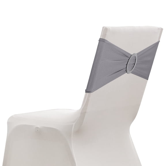 Uxcell 10 Pack Chair Sashes, Stretch Chair Cover Band with Buckle Slider Polyester Bows Cover Band Universal Elastic Ties for Wedding Party Ceremony Event Decorations, Dark Gray