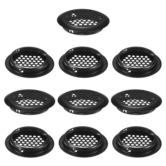 Uxcell 10-Pack Circular Soffit Vents, 50mm/1.97 Inch Stainless Steel Round Air Vent Mesh Hole Louver for Bathroom Home/ Office/Kitchen/Cabinet/Wardrobe [Black]