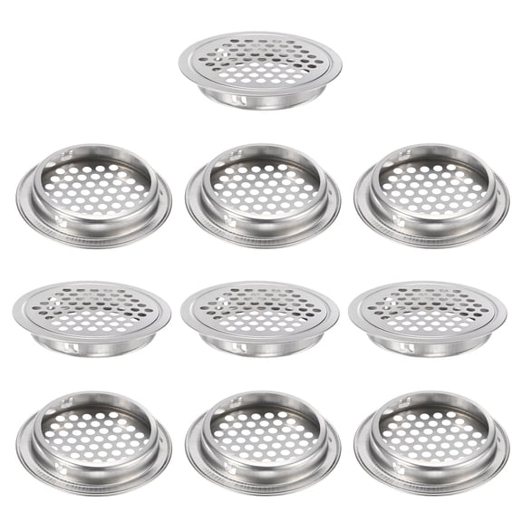 Uxcell 10-Pack Circular Soffit Vents, 50mm/1.97 Inch Stainless Steel Round Air Vents Mesh Hole Louver for Bathroom Home/ Office/Kitchen/Cabinet/Wardrobe [Silver]
