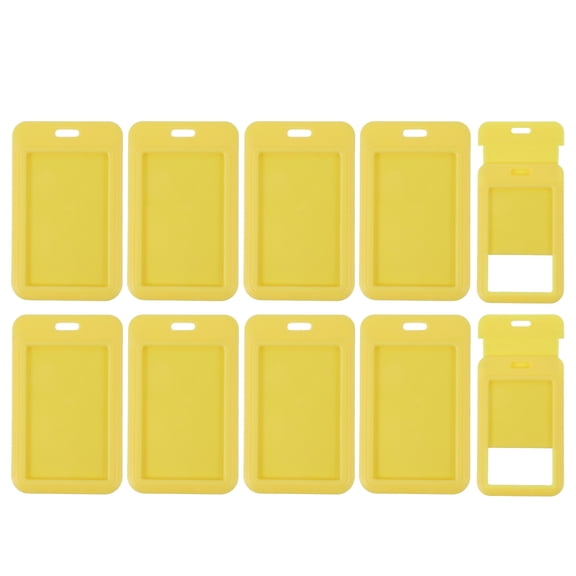 Uxcell 10 Pack Clear Badge Holder, Plastic ID Badge Holder Double Sided Vertical ID Protector Clips, Yellow