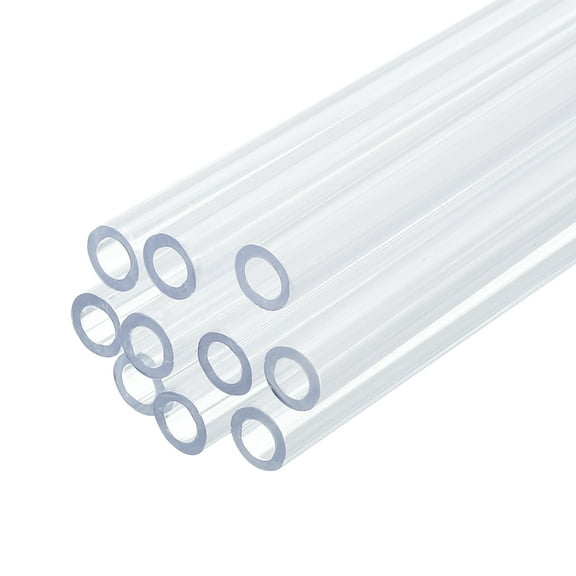 Uxcell 10 Pack Clear Plastic Rigid Tubing 3mm ID x 5mm OD, Round Polycarbonate Tubes for Aquarium Water Pipe